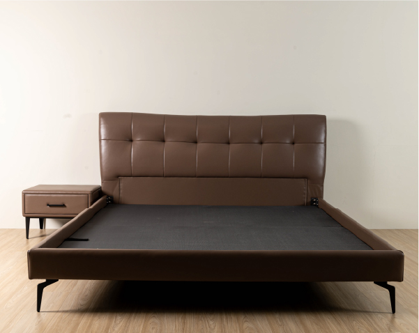 乳膠皮革矮床頭櫃，簡約，極簡，金屬烤漆，質感床具床架組